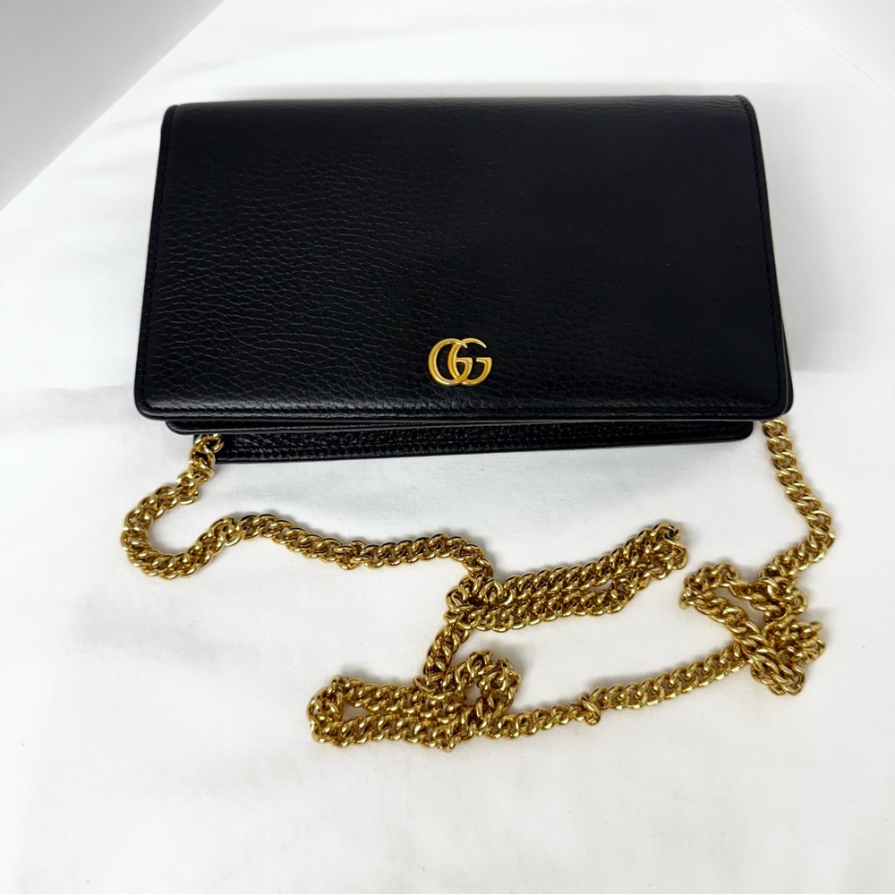 Gucci Black Crossbody with Gold Chain